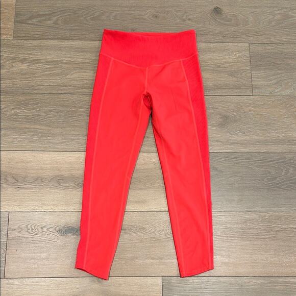ZELLA Red Ribbed Waist Mid‎ Rise Cropped Active Workout Gym Leggings Size Small - Picture 1 of 9